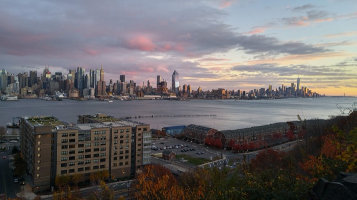 Manhattan skyline from New Jersey at dusk